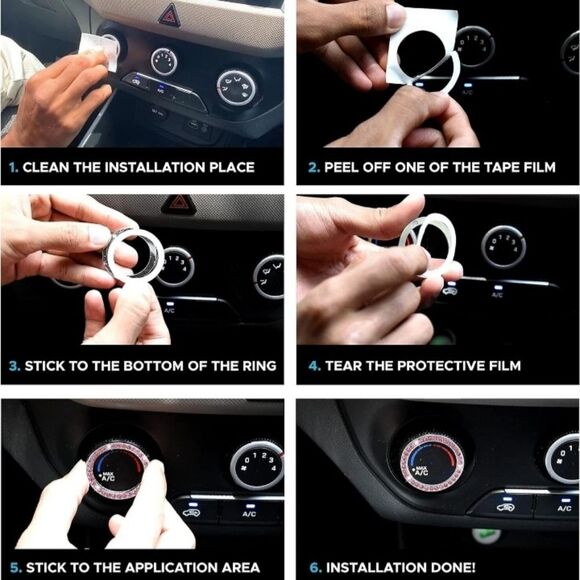 3pcs Reinstone Bling Universal Car lnteriorAccessories Set ~Pink - Picture 4 of 4